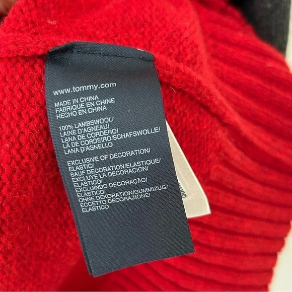 Tommy lambswool red  v neck sweater - Picture 7 of 11
